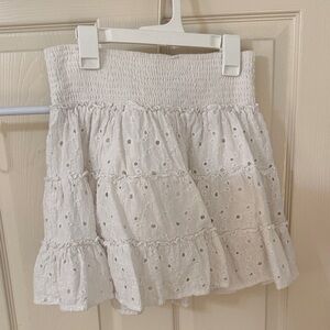 American Eagle Outfitters Cream Eyelet Mini Skirt